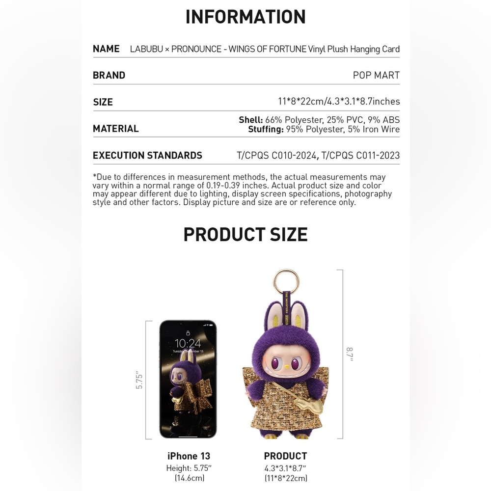 Labubu x Pronounce Vinyl Plush Hanging Card - Picture 10 of 12